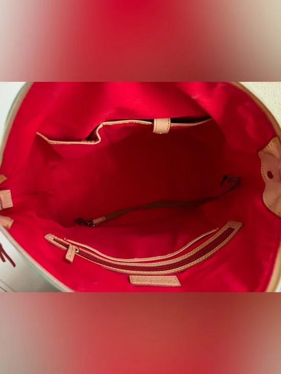 Dooney & Bourke Chevron Satchel Teal & White Stripes - Leather Top Handle - Picture 7 of 15